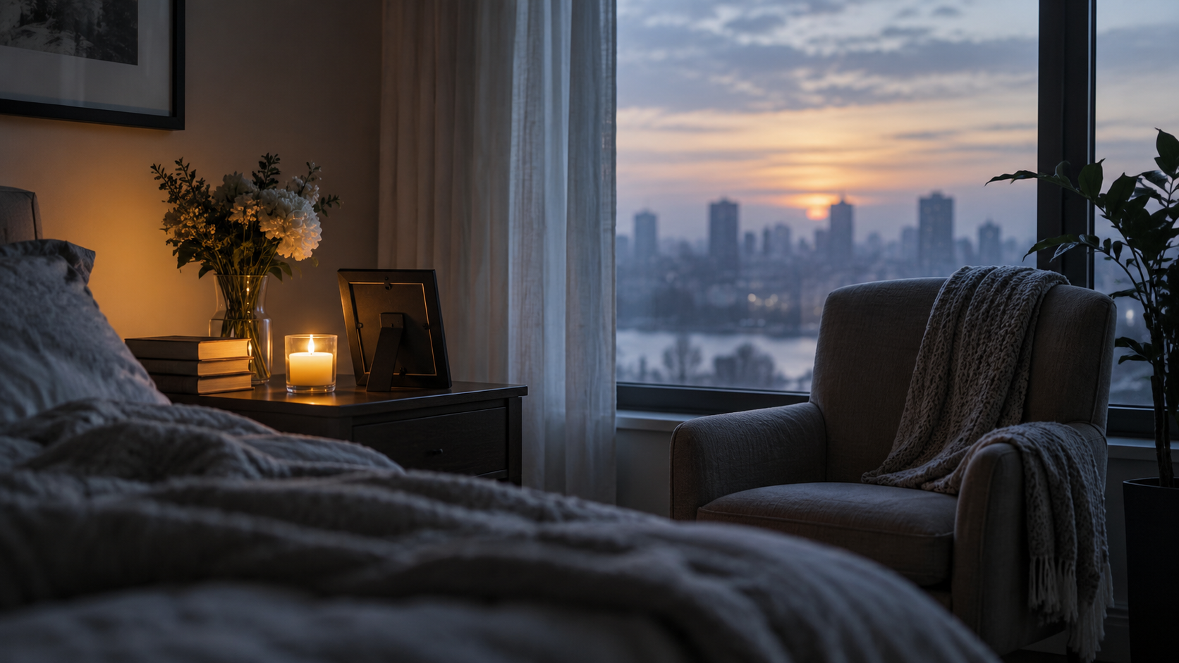 Empty chair beside a candle and framed photograph symbolizing grief after Presley Gerber’s death at age 27